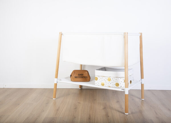 Childhome Rattan Wieg Rechthoekig - 90x50x70 Cm + Jersey Omrander Ecru - Matras - 81x42x5 Cm