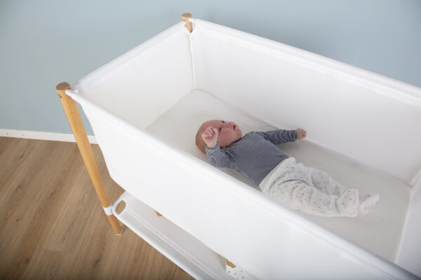 Childhome Rattan Wieg Rechthoekig - 90x50x70 Cm + Jersey Omrander Ecru - Matras - 81x42x5 Cm