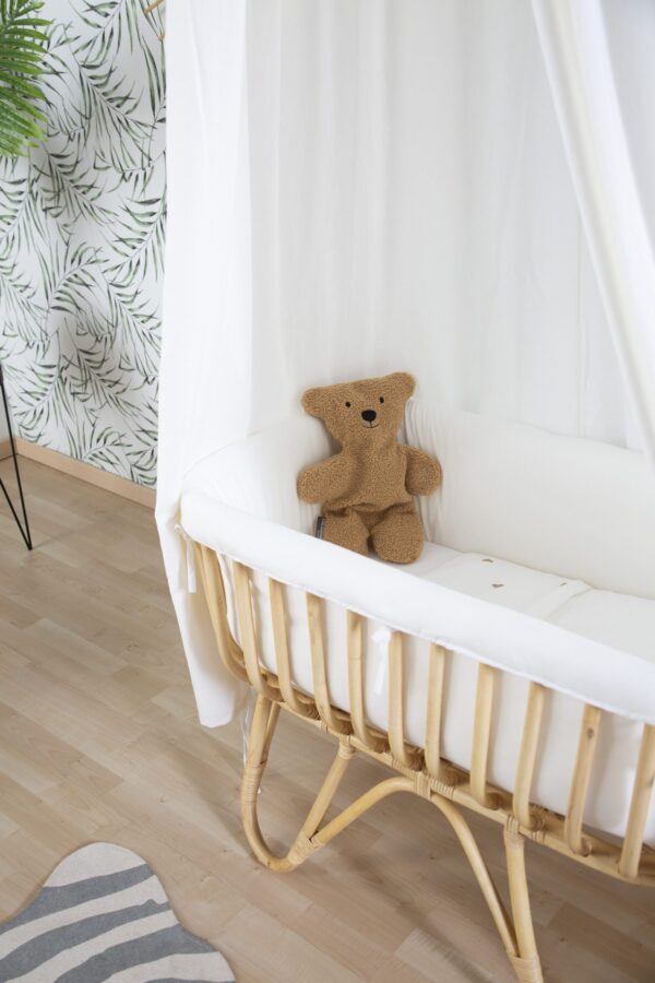 Childhome Rattan Wieg Rechthoekig - 90x50x70 Cm + Jersey Omrander Ecru - Matras - 81x42x5 Cm