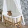Childhome Rattan Wieg Rechthoekig - 90x50x70 Cm + Jersey Omrander Ecru - Matras - 81x42x5 Cm