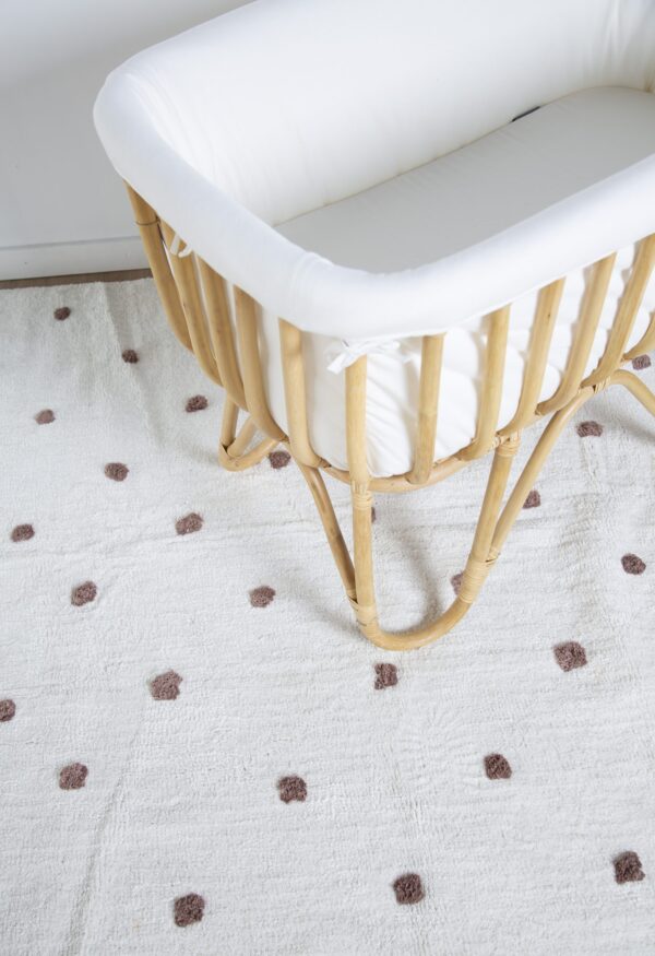 Childhome Rattan Wieg Rechthoekig - 90x50x70 Cm + Jersey Omrander Ecru - Matras - 81x42x5 Cm