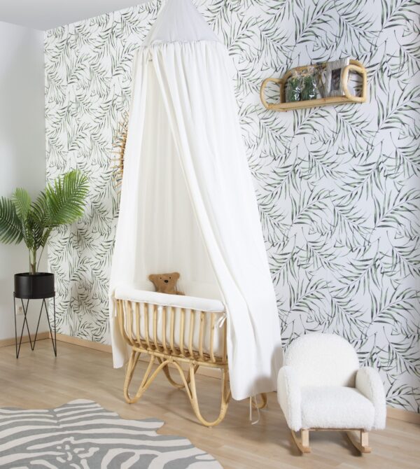 Childhome Rattan Wieg Rechthoekig - 90x50x70 Cm + Jersey Omrander Ecru - Matras - 81x42x5 Cm