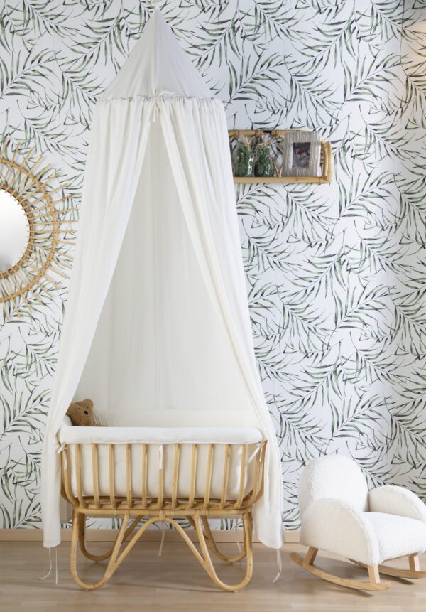 Childhome Rattan Wieg Rechthoekig - 90x50x70 Cm + Jersey Omrander Ecru - Matras - 81x42x5 Cm