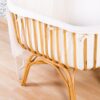Childhome Rattan Wieg Rechthoekig - 90x50x70 Cm + Jersey Omrander Ecru - Matras - 81x42x5 Cm