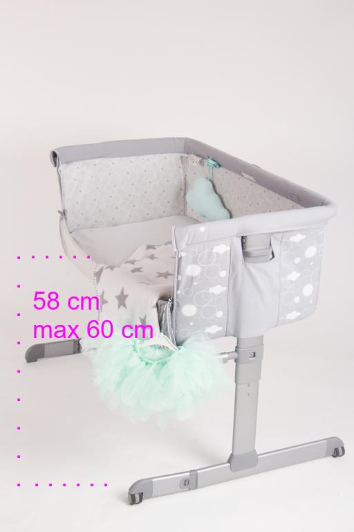 Chicco-next-2-me-hoogte-max-60-cm- Chicco Next2Me co sleeper huren met NUNKI laken.