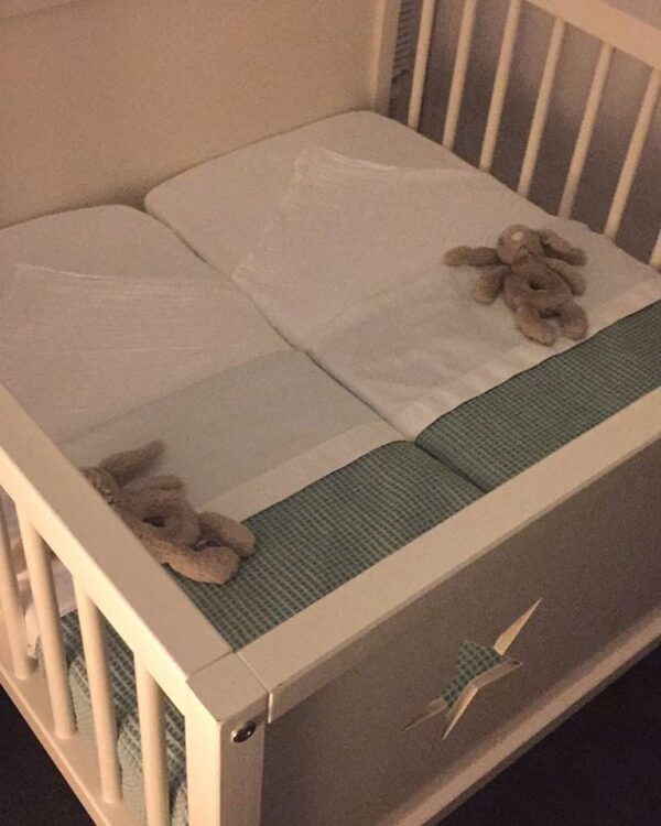 Wieg-Julia-2 Tweelingwieg huren met uitneembaar tussenschot. KOOP