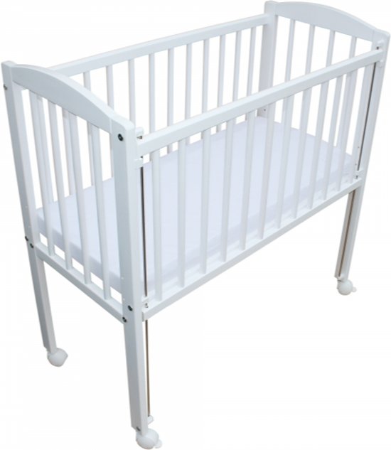 Houten co sleeper, 90 x 40 cm met matras, wit.
