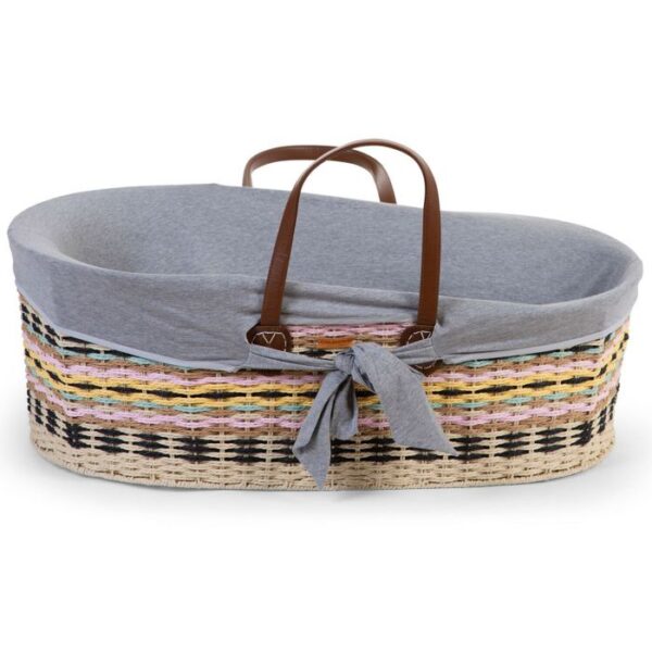 mosesmand-gekleurd-grijze-hoes Moses mand gekleurd met matras Childhome huren