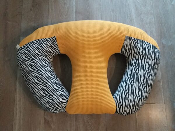 tweeling-voedingskussen-zwart-wit-okergeel Voedingskussen tweeling